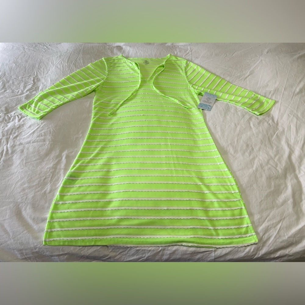 Balance | Women's SZ M | Pullover Swimsuit Coverup Neon Green White | NWT